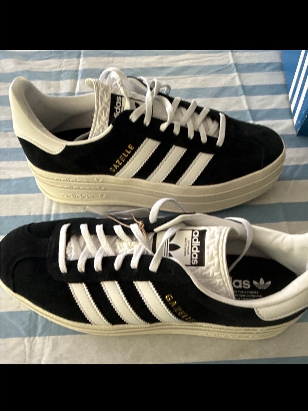 Adidas Gazelle Bold Platform Sneakers Shoes Black White 11W ( 10M )